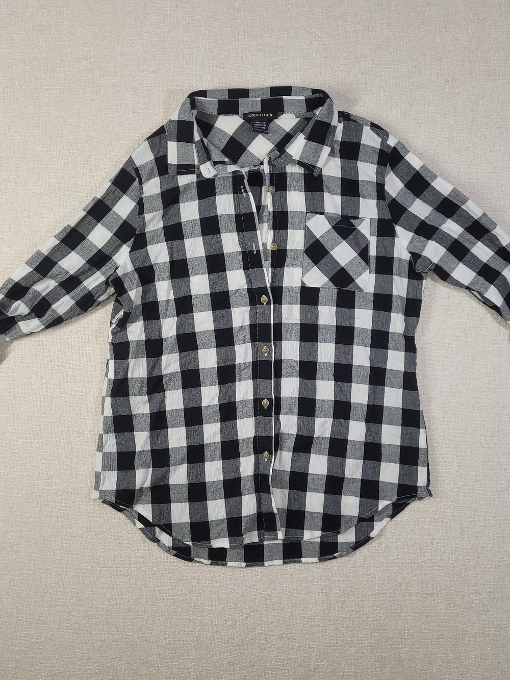 Robert Louis Black & White Plaid Button-Down Shirt
